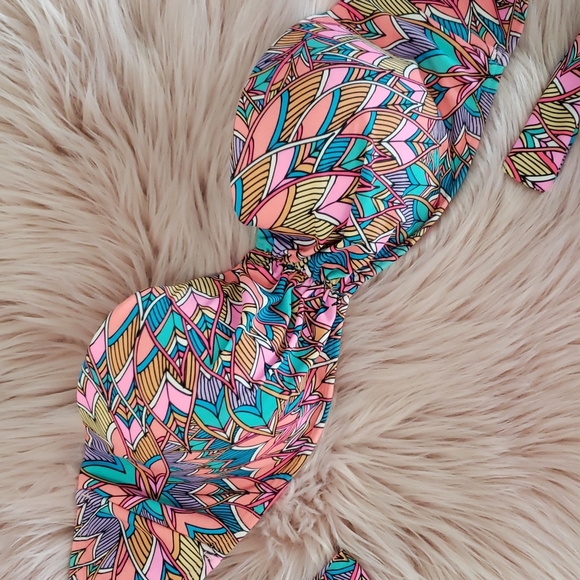 SunDazed pink multicolored strapless bikini top size 36D - Picture 1 of 12